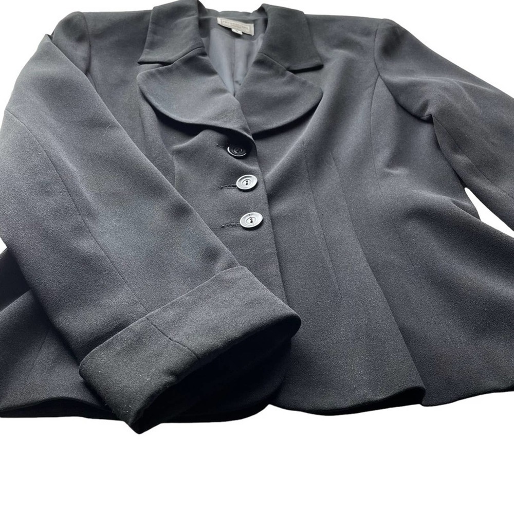 Henri Bendel Blazer Jacket Black Size 6 Tailored Vintage Roll Cuff sleeves - Picture 5 of 10
